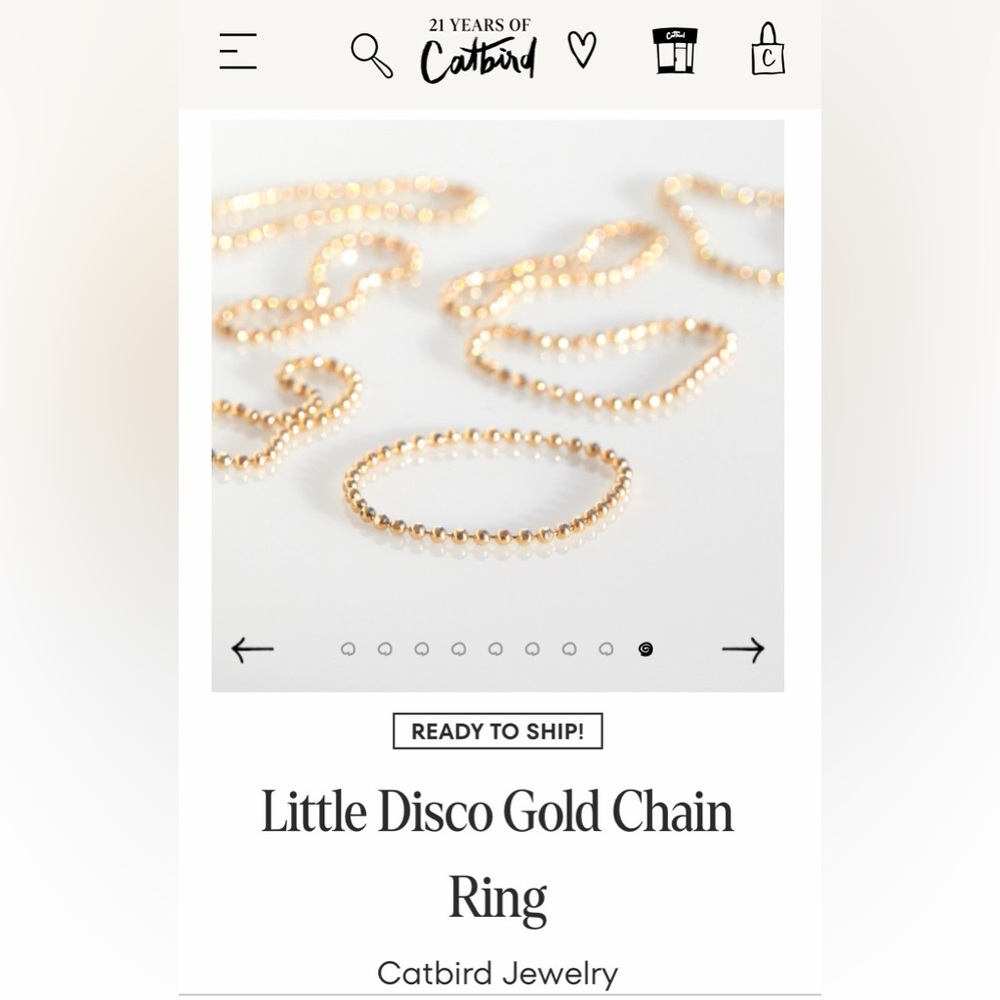 Catbird Gold Chain Ring